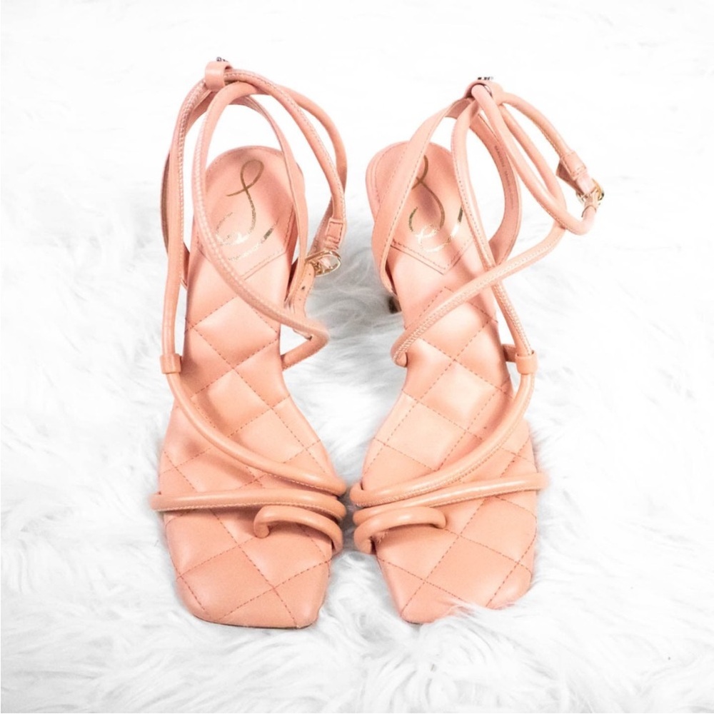 Sam Edelman Womens Peach Leather Strappy Ankle Strap High Heels Size 7.5 Formal